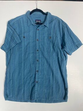 Patagonia Men Shirt Hemp & Organic Cotton Blend Short Sleeve Button Up XL